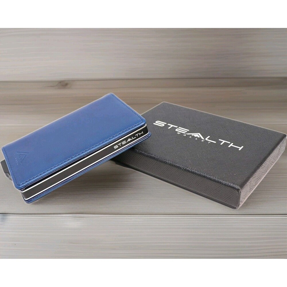 Stealth Wallet Blue RFID-Slim Compact Lightweight Metal Cards Holder For Gift